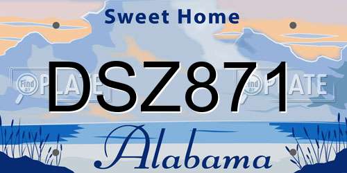 DSZ871 Alabama License Plate