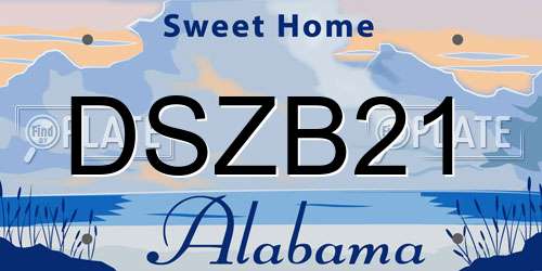 DSZB21 Alabama License Plate