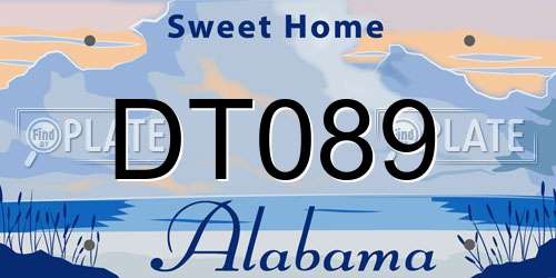 DT089 Alabama License Plate