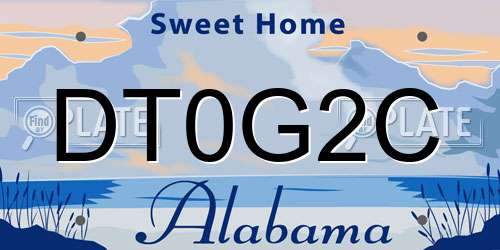 DT0G2C Alabama License Plate
