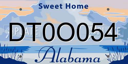 DT0O054 Alabama License Plate