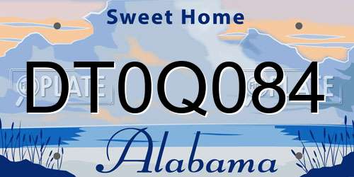 DT0Q084 Alabama License Plate
