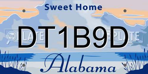 DT1B9D Alabama License Plate