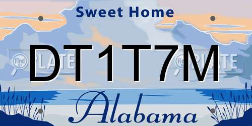 DT1T7M Alabama License Plate