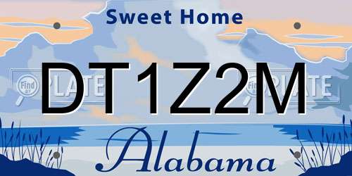 DT1Z2M Alabama License Plate
