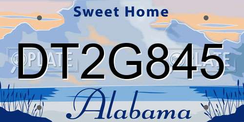 DT2G845 Alabama License Plate