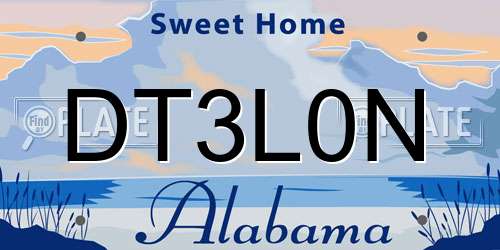 DT3L0N Alabama License Plate