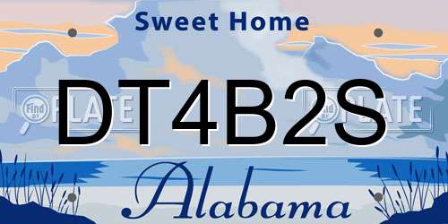 DT4B2S Alabama License Plate