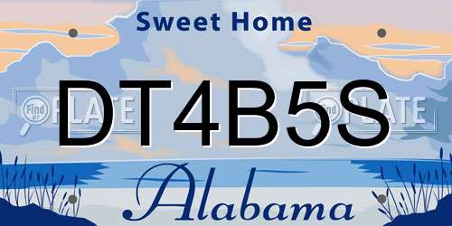DT4B5S Alabama License Plate