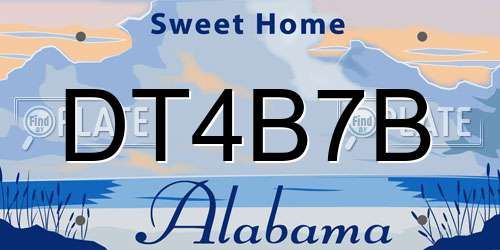 DT4B7B Alabama License Plate
