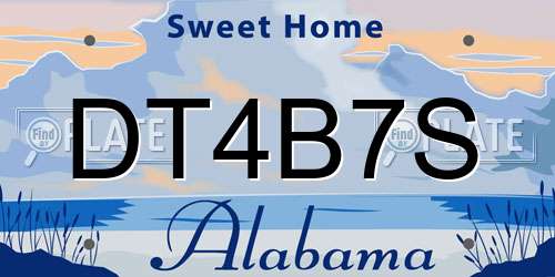 DT4B7S Alabama License Plate