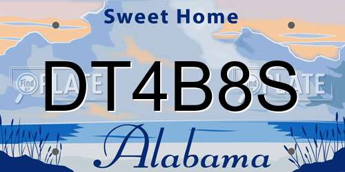 DT4B8S Alabama License Plate