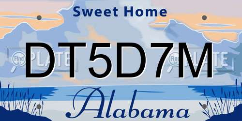 DT5D7M Alabama License Plate