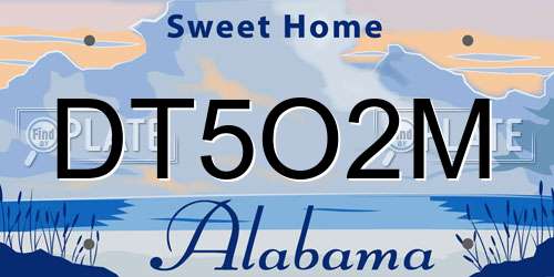 DT5O2M Alabama License Plate