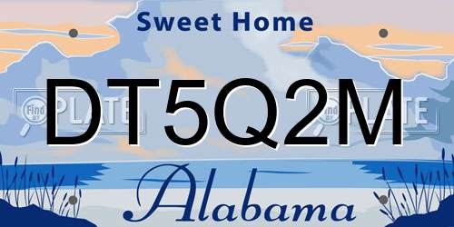 DT5Q2M Alabama License Plate