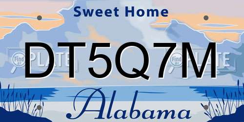 DT5Q7M Alabama License Plate