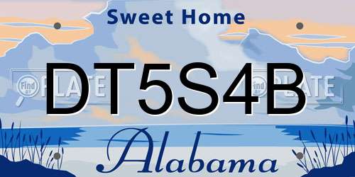 DT5S4B Alabama License Plate