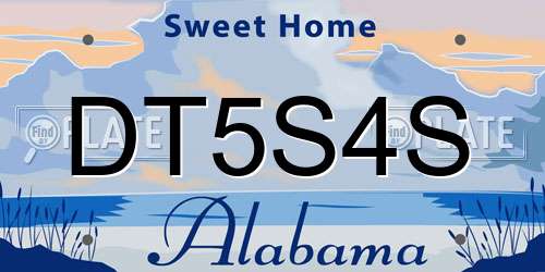 DT5S4S Alabama License Plate