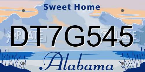 DT7G545 Alabama License Plate