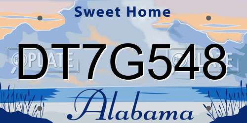 DT7G548 Alabama License Plate