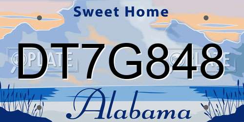 DT7G848 Alabama License Plate
