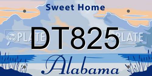 DT825 Alabama License Plate