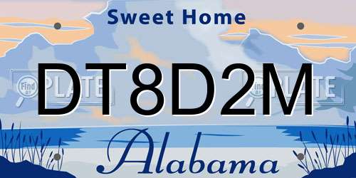 DT8D2M Alabama License Plate