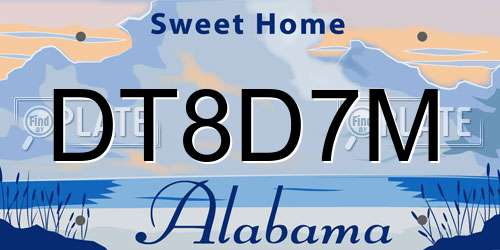 DT8D7M Alabama License Plate