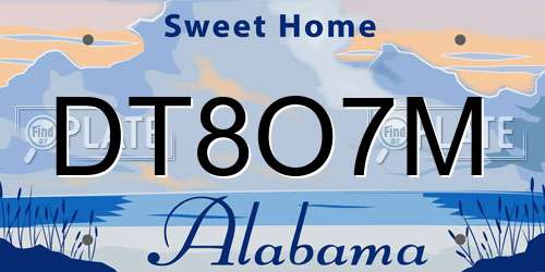 DT8O7M Alabama License Plate