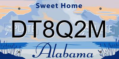 DT8Q2M Alabama License Plate