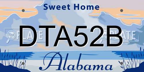 DTA52B Alabama License Plate