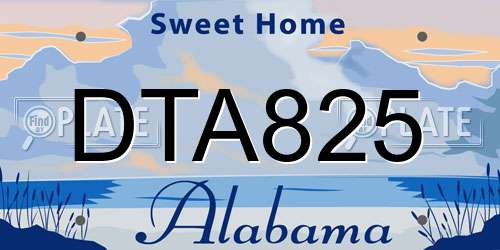 DTA825 Alabama License Plate