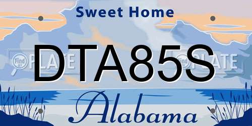 DTA85S Alabama License Plate