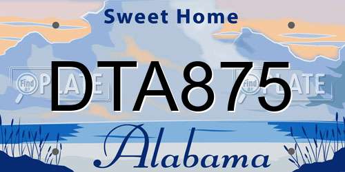 DTA875 Alabama License Plate