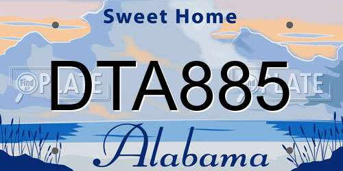 DTA885 Alabama License Plate