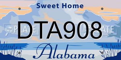 DTA908 Alabama License Plate