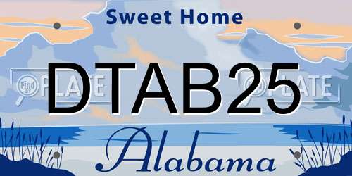 DTAB25 Alabama License Plate