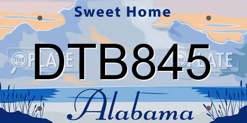 DTB845 Alabama License Plate