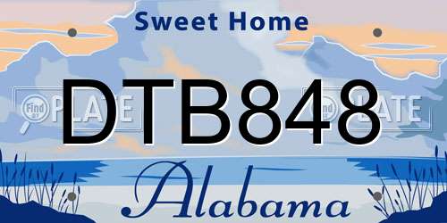 DTB848 Alabama License Plate