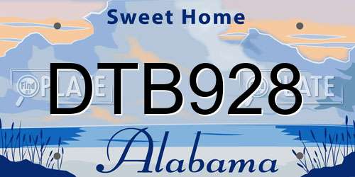 DTB928 Alabama License Plate