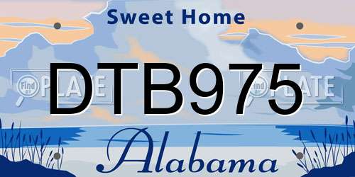 DTB975 Alabama License Plate