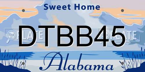DTBB45 Alabama License Plate