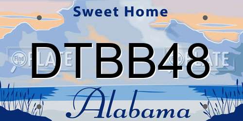 DTBB48 Alabama License Plate