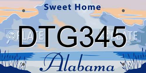 DTG345 Alabama License Plate