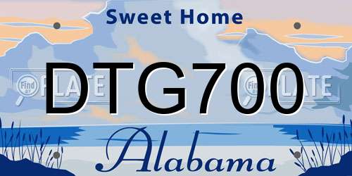 DTG700 Alabama License Plate