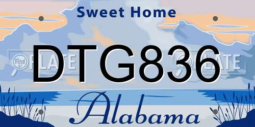 DTG836 Alabama License Plate