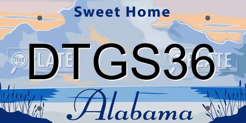 DTGS36 Alabama License Plate