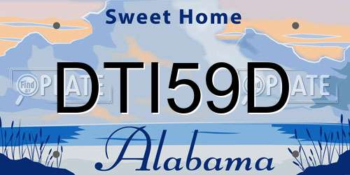 DTI59D Alabama License Plate