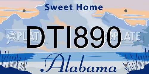 DTI890 Alabama License Plate