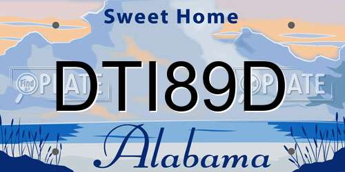 DTI89D Alabama License Plate